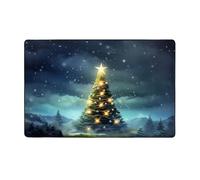 MMSJSBVY Tapis de sol en flanelle motif sapin de Noël, 152,4 x 99,1 cm, doux, antidérapant, absorbant, convient pour salon, chambre à coucher, bureau, tapis de sol lavable