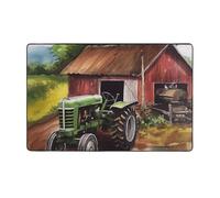 MMSJSBVY Tractor On The Farm Tapis de sol en flanelle doux, antidérapant et absorbant en mousse à mémoire de forme, convient pour salon, chambre à coucher, bureau, 152,4 x 99,1 cm, lavable