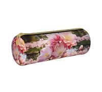 MMSJSBVY Trousse à crayons cylindrique en cuir de couleur pâle délavée, mélange de roses, grande capacité, convient pour les étudiants, le bureau, les voyages, le rangement des pinceaux de maquillage