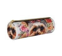 MMSJSBVY Trousse à crayons cylindrique en cuir de couleur pâle délavée, mélange de roses, grande capacité, convient pour les étudiants, le bureau, les voyages, le rangement des pinceaux de maquillage