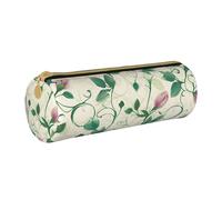 MMSJSBVY Trousse à crayons cylindrique en cuir de couleur pâle délavée, mélange de roses, grande capacité, convient pour les étudiants, le bureau, les voyages, le rangement des pinceaux de maquillage