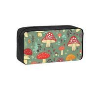 MMSJSBVY Trousse à crayons de grande capacité en tissu Oxford avec fermeture éclair lisse pour l'école, le bureau, les voyages, Champignons de dessin animé., Taille unique, Trousse de beauté