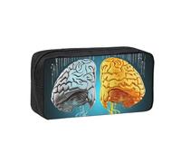 MMSJSBVY Trousse à crayons de grande capacité en tissu Oxford avec fermeture éclair lisse pour l'école, le bureau, les voyages, Fonctions cerveau gauche et droit., Taille unique, Trousse de beauté