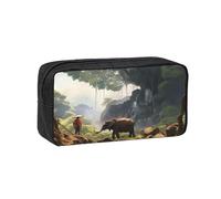 MMSJSBVY Trousse à crayons de grande capacité en tissu Oxford avec fermeture éclair lisse pour l'école, le bureau, les voyages, Ancien Big Tree Animal Paysage, Taille unique, Trousse de beauté