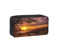 MMSJSBVY Trousse à crayons de grande capacité en tissu Oxford avec fermeture éclair lisse pour l'école, le bureau, les voyages, Lonely Bench Sunset, Taille unique, Trousse de beauté