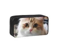 MMSJSBVY Trousse à crayons de grande capacité en tissu Oxford avec fermeture éclair lisse pour l'école, le bureau, les voyages, Chat mignon, Taille unique, Trousse de beauté