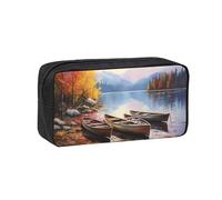 MMSJSBVY Trousse à crayons de grande capacité en tissu Oxford avec fermeture éclair lisse pour l'école, le bureau, les voyages, Lake with Boats Canoës Park, Taille unique, Trousse de beauté