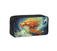 MMSJSBVY Trousse à crayons de grande capacité en tissu Oxford avec fermeture éclair lisse pour l'école, le bureau, les voyages, Peinture à l'huile Dragon chinois, Taille unique, Trousse de beauté