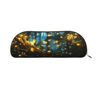MMSJSBVY Trousse à crayons en cuir à motif floral - Organiseur demi-rond avec fermeture éclair pour stylos, cosmétiques et voyage, Lucioles, Taille unique, Cartable
