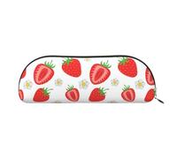 MMSJSBVY Trousse à crayons en cuir avec ours colorés - Organiseur demi-rond avec fermeture éclair pour stylos, cosmétiques et voyage, fraise, Taille unique, Cartable