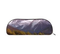 MMSJSBVY Trousse à crayons en cuir motif éléphant sur bois - Organiseur demi-rond avec fermeture éclair pour stylos, cosmétiques et voyage, Montagne pittoresque, Taille unique, Cartable