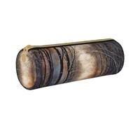 MMSJSBVY Trousse de rangement cylindrique en cuir avec fermeture éclair - Motif baleines - Grande capacité - Convient pour les étudiants, le bureau, les voyages, Se promener dans la lumière hivernale