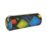 MMSJSBVY Trousse de rangement cylindrique en cuir avec fermeture éclair - Motif lapin mignon - Grande capacité - Convient pour les étudiants, le bureau, les voyages, Quiz mathématiques, Taille unique