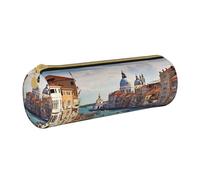 MMSJSBVY Trousse de rangement cylindrique en cuir avec fermeture éclair - Motif lapin mignon - Grande capacité - Convient pour les étudiants, le bureau, les voyages, Grand Canal en Italie, Taille