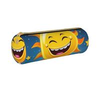 MMSJSBVY Trousse de rangement cylindrique en cuir avec fermeture éclair Motif Père Noël Grande capacité Convient pour les étudiants, le bureau, les voyages, les pinceaux de maquillage, Cartoon Sun