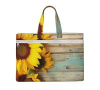 MMSJSBVY Wandering In The Winter Light Sac à documents en toile élégant, grande capacité avec deux poches zippées pour les trajets et les études, Tableau en bois de tournesol, Taille unique