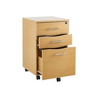 MMT Furniture Designs Caisson de Bureau à Roulettes - Meuble de Rangement à Tiroirs en Bois pour Documents et Fichiers - Paquet Plat - Armoire de Bureau Verrouillable avec 3 Tiroirs(42W x 44D x 68H)cm