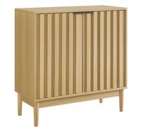 MMT Furniture Designs Ltd Buffet avec rangement - 2 portes cannelées, 80 cm de large, 83 cm de haut, étagère réglable - Buffet cannelé accent, meuble console sur pieds - Hêtre, blanc, noir (chêne)