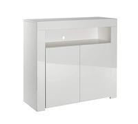 MMT Furniture Designs Ltd Buffet moderne avec lumières LED Blanc brillant et mat, blanc, Taille M