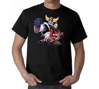 MMUNNA Men's Goldrake UFO Robot T Shirt Uomo Bimbo Cartoon Anni 80 Anime Black XL