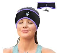 MMUSS Casque de sommeil stéréo avec bandeau ultra fin - Parfait pour les personnes dormant sur le côté, le sport, les voyages en avion, la méditation - Violet