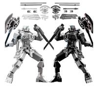 MMXBGS Lot de 2 figurines d'action T13 à assembler, bouclier Warrior Titan 13, figurines d'action mobiles multi-articulées, robot Lucky 13, décorations de bureau pour les amateurs de jeux (gris + noir