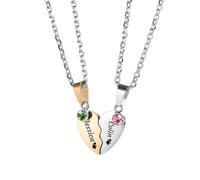 MMXX 2 Pièces Colliers Assortis Personnalisés pour Couples Pendentif Coeur en Acier Inoxydable avec Gravure Nom Date Collier d'amitié Double Coeur pour Petite Amie Petit Ami BFF (B2)
