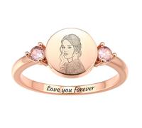 MMXX Bagues Naissance Personnalisées Femmes Bague Promesse Personnalisée avec Photo Nom avec Option Gravure Photo Texte Bijoux Commémoratifs Cadeau pour Amoureux Mères Femmes (Style B3 - Taille 62)