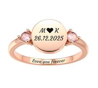 MMXX Bagues Naissance Personnalisées Femmes Bague Promesse Personnalisée avec Photo Nom avec Option Gravure Photo Texte Bijoux Commémoratifs Cadeau pour Amoureux Mères Femmes (Style A3 - Taille 54)