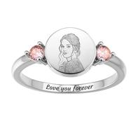 MMXX Bagues Naissance Personnalisées Femmes Bague Promesse Personnalisée avec Photo Nom avec Option Gravure Photo Texte Bijoux Commémoratifs Cadeau pour Amoureux Mères Femmes (Style B1 - Taille 64)