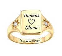 MMXX Bagues Naissance Personnalisées Femmes Bague Promesse Personnalisée avec Photo Nom avec Option Gravure Photo Texte Bijoux Commémoratifs Cadeau pour Amoureux Mères Femmes (Style C2 - Taille 64)