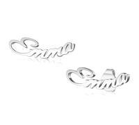 MMXX Boucles D'oreilles Prénom Personnalisé Boucles D'oreilles Personnalisées pour Femme Boucles D'oreilles avec Nom Personnalisé Bijoux Personnalisés (A1: Argent)