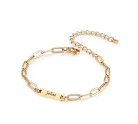 MMXX Bracelet Chaîne Trombone Personnalisé Gravé Personnalisé Plusieurs Noms Date ou Initiales - Nom Bracelets Mignons pour Femmes Cadeau Unique pour Femmes Couples Sœurs et Amis - B1