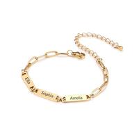 MMXX Bracelet Chaîne Trombone Personnalisé Gravé Personnalisé Plusieurs Noms Date ou Initiales - Nom Bracelets Mignons pour Femmes Cadeau Unique pour Femmes Couples Sœurs et Amis - B3