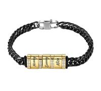 MMXX Bracelet Personnalisé pour Homme avec 1-6 Noms Chaîne Cubaine en Acier Inoxydable Bracelet d'Identification pour Papa Grand-père Mari Petit Ami Cadeaux pour la Fête des Pères Anniversaire - C3