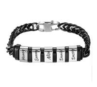 MMXX Bracelet Personnalisé pour Homme avec 1-6 Noms Chaîne Cubaine en Acier Inoxydable Bracelet d'Identification pour Papa Grand-père Mari Petit Ami Cadeaux pour la Fête des Pères Anniversaire - B6