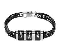 MMXX Bracelet Personnalisé pour Homme avec 1-6 Noms Chaîne Cubaine en Acier Inoxydable Bracelet d'Identification pour Papa Grand-père Mari Petit Ami Cadeaux pour la Fête des Pères Anniversaire - A5