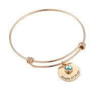 MMXX Bracelet Réglable Nom Personnalisé pour Femmes Acier Inoxydable Bracelet Personnalisé Accessoires & Pierre de Naissance Bijoux Exquis Personnalisés Cadeau Attentionné pour Mère Amante Amie - C1