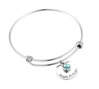 MMXX Bracelet Réglable Nom Personnalisé pour Femmes Acier Inoxydable Bracelet Personnalisé Accessoires & Pierre de Naissance Bijoux Exquis Personnalisés Cadeau Attentionné pour Mère Amante Amie - A1