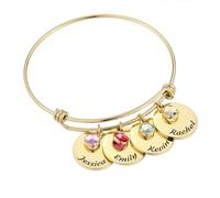 MMXX Bracelet Réglable Nom Personnalisé pour Femmes Acier Inoxydable Bracelet Personnalisé Accessoires & Pierre de Naissance Bijoux Exquis Personnalisés Cadeau Attentionné pour Mère Amante Amie - B4