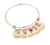 MMXX Bracelet Réglable Nom Personnalisé pour Femmes Acier Inoxydable Bracelet Personnalisé Accessoires & Pierre de Naissance Bijoux Exquis Personnalisés Cadeau Attentionné pour Mère Amante Amie - C5