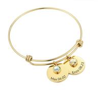 MMXX Bracelet Réglable Nom Personnalisé pour Femmes Acier Inoxydable Bracelet Personnalisé Accessoires & Pierre de Naissance Bijoux Exquis Personnalisés Cadeau Attentionné pour Mère Amante Amie - B2