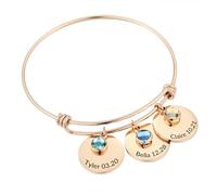MMXX Bracelet Réglable Nom Personnalisé pour Femmes Acier Inoxydable Bracelet Personnalisé Accessoires & Pierre de Naissance Bijoux Exquis Personnalisés Cadeau Attentionné pour Mère Amante Amie - C3