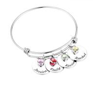 MMXX Bracelet Réglable Nom Personnalisé pour Femmes Acier Inoxydable Bracelet Personnalisé Accessoires & Pierre de Naissance Bijoux Exquis Personnalisés Cadeau Attentionné pour Mère Amante Amie - A4