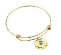 MMXX Bracelet Réglable Nom Personnalisé pour Femmes Acier Inoxydable Bracelet Personnalisé Accessoires & Pierre de Naissance Bijoux Exquis Personnalisés Cadeau Attentionné pour Mère Amante Amie - B1
