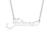 MMXX Collier de Nom Personnalisé Porte-Nom Plaqué Or pour Femmes Argent/Or Rose avec Pierre de Naissance - Cadeau de Bijoux pour Fille