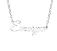MMXX Collier de Nom Personnalisé Porte-Nom Plaqué Or pour Femmes - Pendentif Prénom Avec Pierre de Naissance en Argent/Or Rose - Cadeau de Bijoux pour Fille -B1