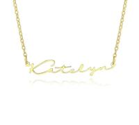 MMXX Collier de Nom Personnalisé Porte-Nom Plaqué Or pour Femmes - Pendentif Prénom en Argent/Or Rose Avec Pierre de Naissance - Cadeau de Bijoux pour Fille