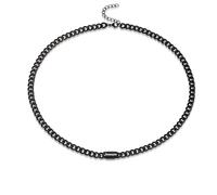 MMXX Collier de Nom Personnaliser pour Homme Bijoux Nom Personnalisé 6 mm de Large en Acier Inoxydable 316L Collier Promesse Unique Personnalisé Cadeaux pour Père Mari Frère (Noir, 16")
