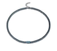 MMXX Collier de Nom Personnaliser pour Homme Bijoux Nom Personnalisé 6 mm de Large en Acier Inoxydable 316L Collier Promesse Unique Personnalisé Cadeaux pour Père Mari Frère (Bleu, 18")